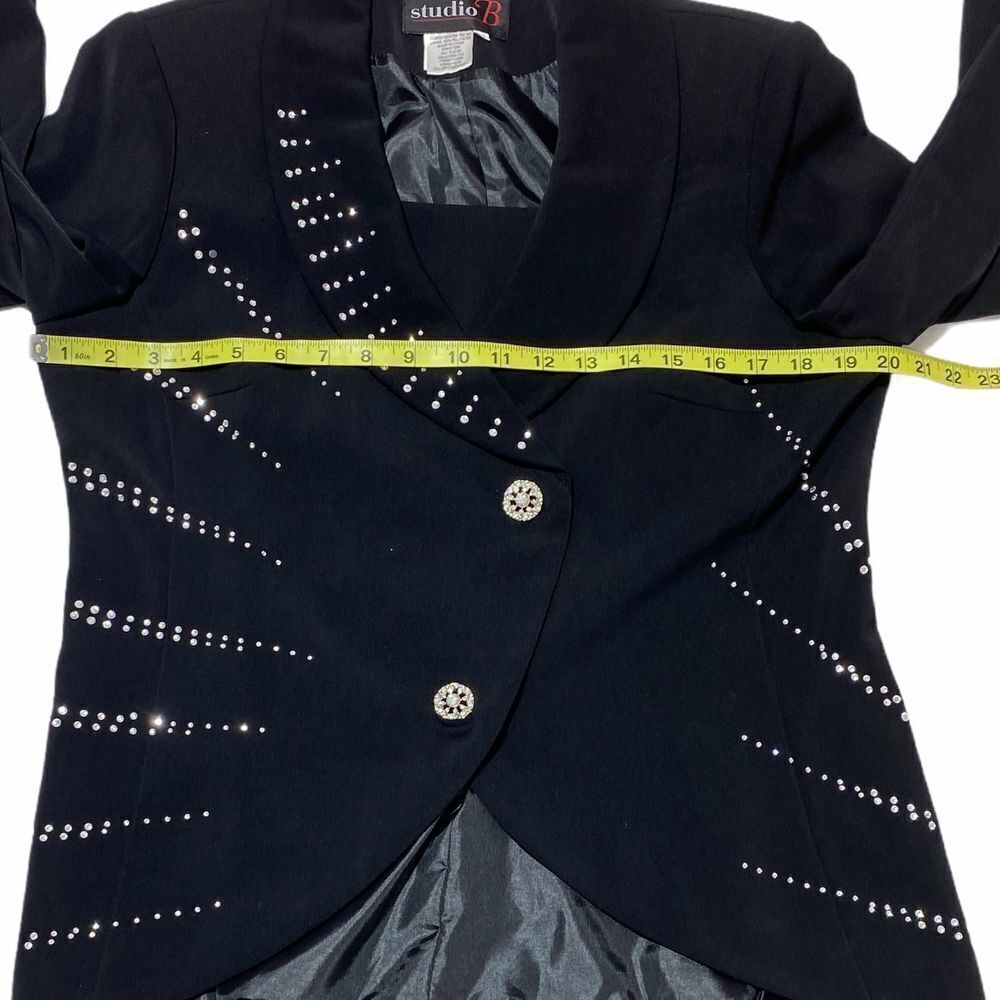 STUDIO B Asymmetrical Sequined Button Jacket 12 - Picture 6 of 11